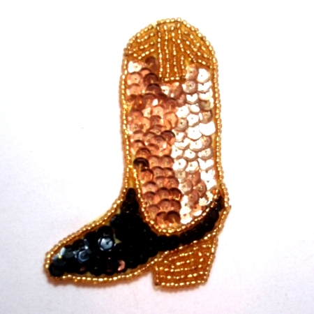 LC374 Cowboy Boot Sequin Beaded Applique