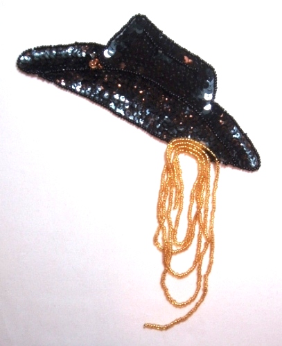LC381  Cowboy Hat (Right) Sequin Beaded Applique 6.5"