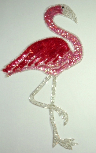 LC500 Flamingo Sequin Beaded Applique 11"