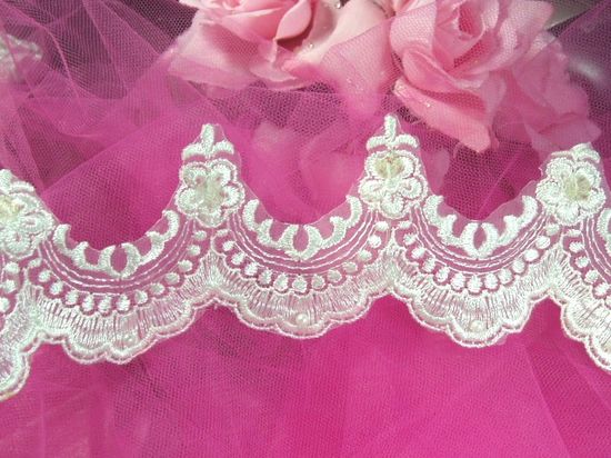 C39  White Pearl VictorianVenice Lace Sewing Trim 2.75"