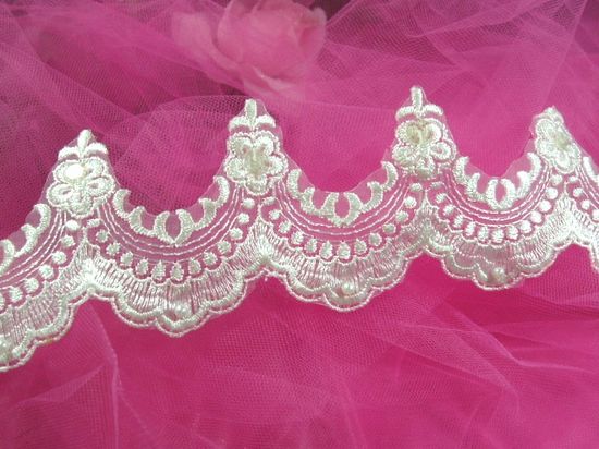 C39  White Pearl VictorianVenice Lace Sewing Trim 2.75"