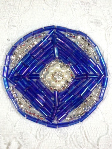 MA120 Purple AB Silver Round Beaded Rhinestone Hair Bow / Brooch / Applique 1.75"
