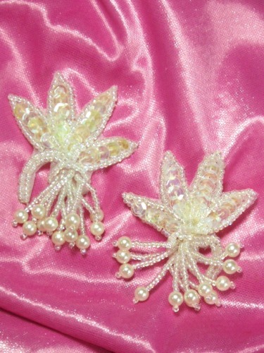 MA167 Crystal Ab Beaded Sequin Mirror Pair Appliques 2"