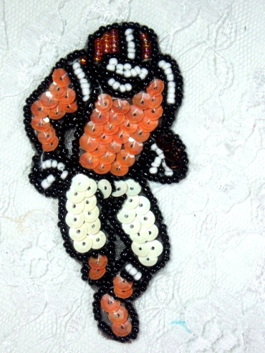 MA184P FootBall Player Sequin Beaded Hair Bow / Brooch / Applique 3.5"