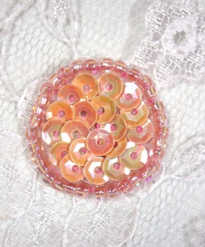 MA184 Peach AB Round Circle Sequin Beaded Dot Applique