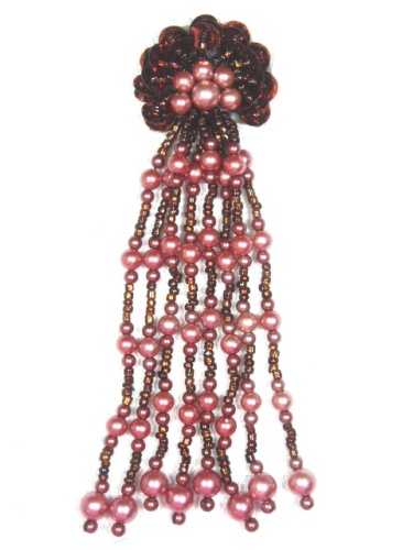 MA253 Bronze Beaded Sequin Dangle Applique 5.5"