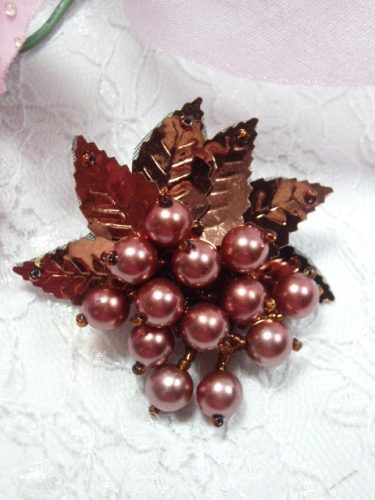 MA269 Bronze Leaf Dangle Earring / Brooch / Hair Bow / Applique 2.5"