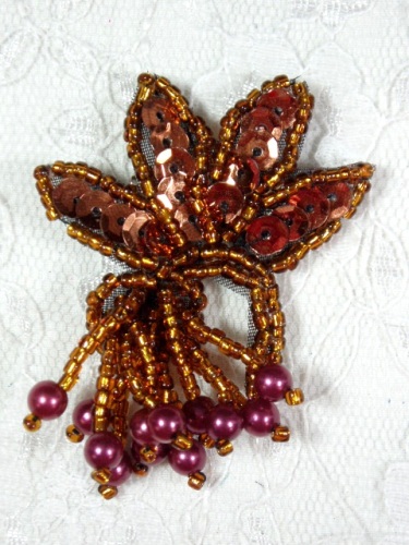 MA359 Bronze Beaded Sequin Applique 2"
