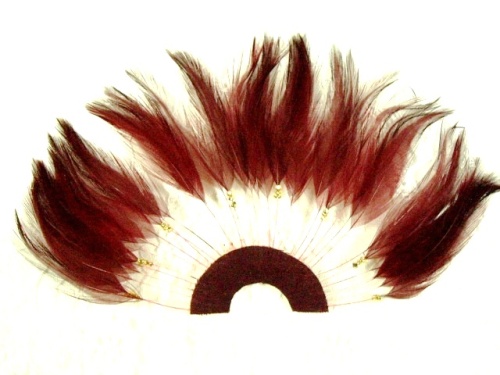 MR003   Burgundy Half Circle Feather Applique 8"