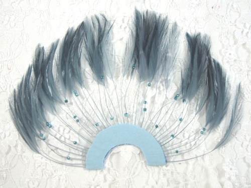 MR003   Denim Half Circle Feather Applique 8"