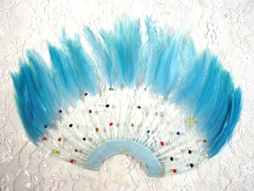 MR003   Light Blue Half Circle Feather Applique 8"