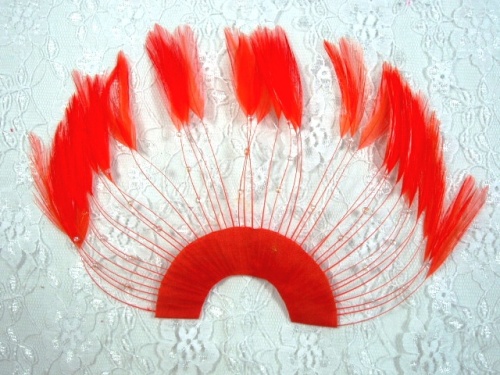 MR003   Orange Half Circle Feather Applique 8"