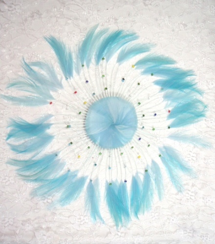 MR004  Lt. Blue  Circle Feather Applique 8"