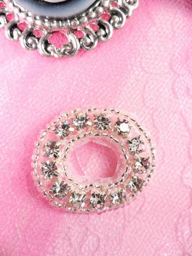 MS62 crystal silver round beaded rhinestone 1 1/4"