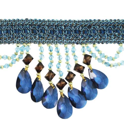 E6111 Denim Blue Isabella Drapery Teardrop Trim 5"