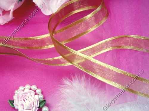 R5  Gold Satin Edge Organza Craft Ribbon 5/8"