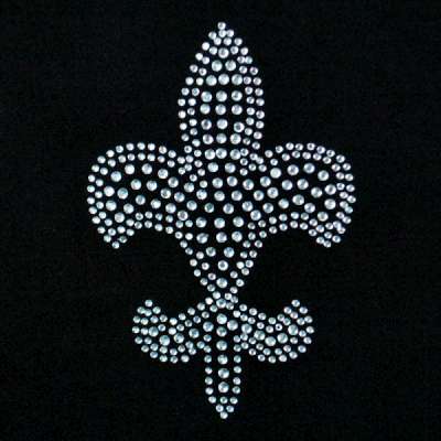 E1000 Fleur De Leis Crystal Rhinestone Iron on Transfer Applique  4.25"