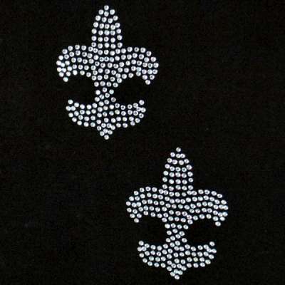 E1001 Set of ( 2 ) Fleur De Leis Crystal Rhinestone Iron on Transfer Appliques