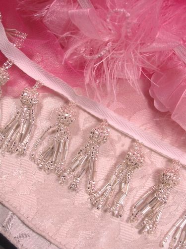 RMT9152  Remnant Silver Tassel Beaded Trim 33"