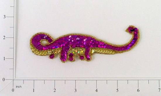 E179  Apathosaurus Dinosaur Sequin Beaded Applique 5.5"