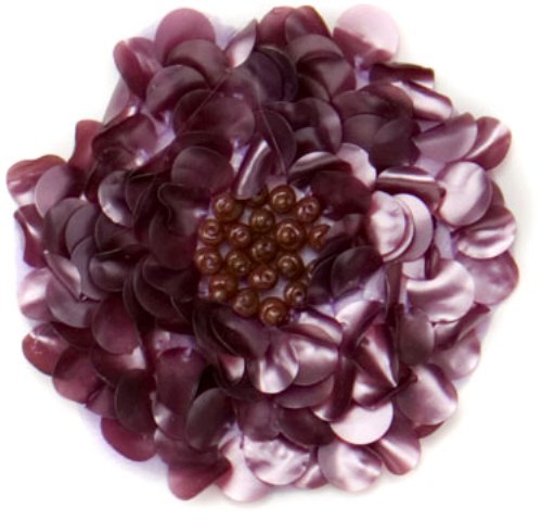E250  Mauve Beaded Sequin Applique Flower Matte  2.75"