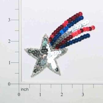 Patriotic Star 3.5"  Sequin Beaded Appliques E30235