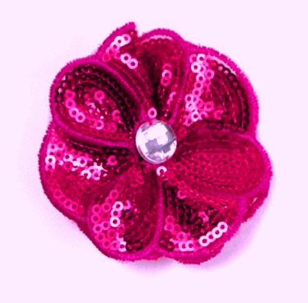 E3460  Fuchsia Jewel Sequin Applique / Pin 2.5"