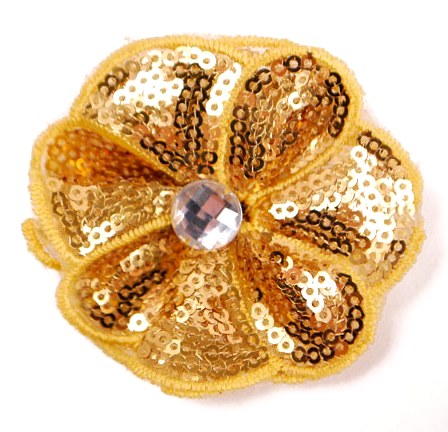 E3460  Gold Jewel Sequin Applique / Pin 2.5"