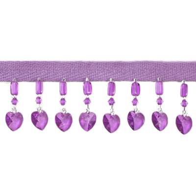 P3510  Purple Beaded Heart Trim Pre-Cut 36"