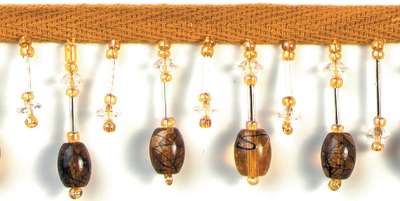 P3512  Amber Beaded Fringe Trim Pre-Cut 24"