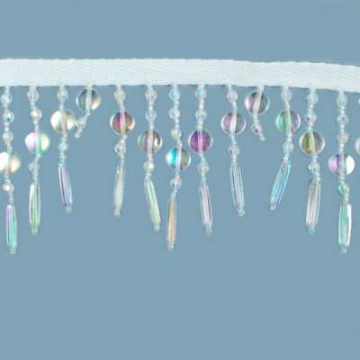 P3532  Crystal AB Beaded Fringe Trim Pre-Cut 18"