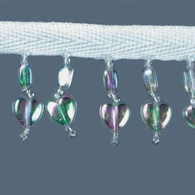 P3584  Crystal AB Beaded Heart Trim Pre-Cut 36"