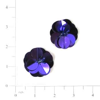 E3998 Set of ( 2 ) Purple Floral Beaded Sequin Appliques 1.75"