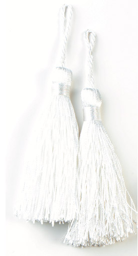 E5524  Set of Two White Tassels 3.75"