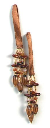 E5572 Set of 2 Brown Beaded Tassels 2"
