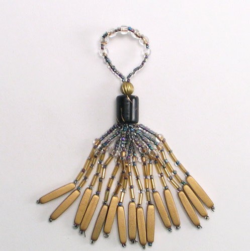 E5586 Multicolor Gold Beaded Tassel 3"