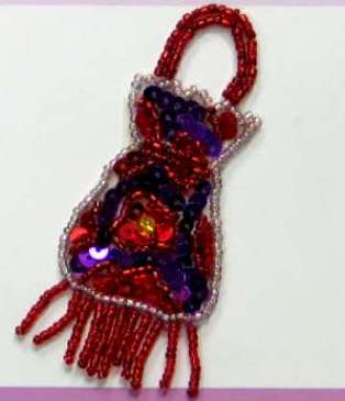 Ladies Purse Sequin Beaded Applique  E5846