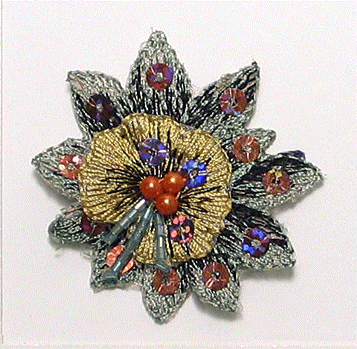 E5931 Green Gold Embroidered Floral Sequin Applique