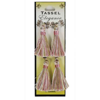 E5970  Set of ( 4 )  Pink Multi Mini Tassels 2"