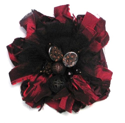 E5981  Wine Multi Floral Beaded Brooch or Applique