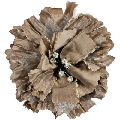 E5982  Silver Gray Rhinestone Florantina Jeweled Brooch 4"
