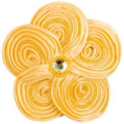 E5984  Yellow Victorian Silky Ribbon Flower Brooch 3.5"