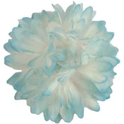 E6021 Organza Mum Lt. Blue Floral  Applique Pin Brooch 4.5"