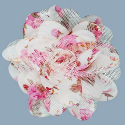 E6039 Pink Floral Brooch Clip Applique 4"