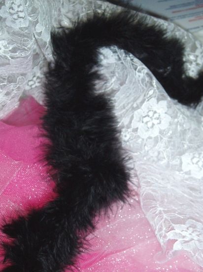 D6267 Black Marabou Fur Feather Trim 36" Package Pre-cut