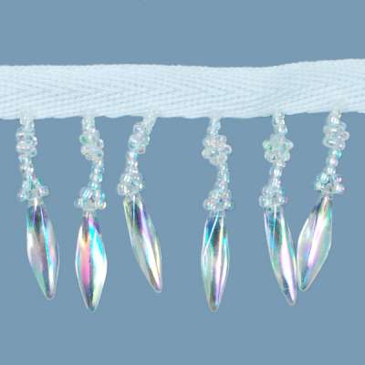 P5610 Crystal AB Fringe Beaded Trim Pre-Cut 36"
