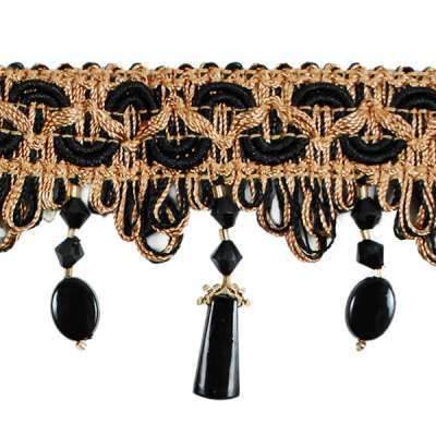 P6056 Black Beaded Home Decor Trim / Upholstery