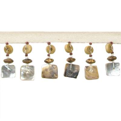P6063 Home Decor SeaShell Beaded Fringe Trim Pre-Cut 36"