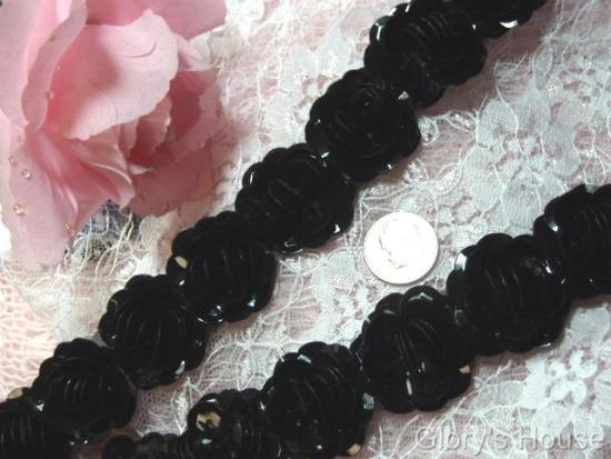 T8280  Black Flower Sequin Appliques or Trim
