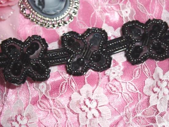 T8918 Black X Sequin Beaded Applique or Trim 1.5"